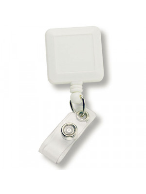 Square Retractable Badge Holder - White