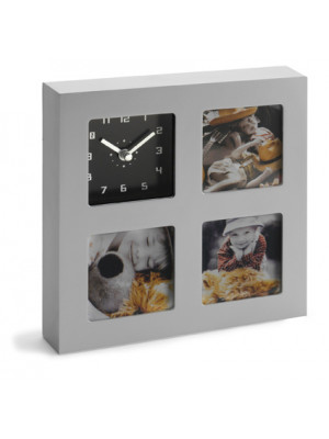 Analogue Plastic Clock With Three Picture Frames 