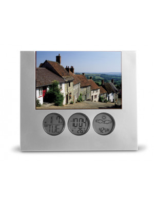 Plastic Photo Frame With A Weather Statioon Clock And Calendar (4''x 6'')