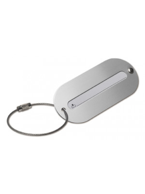 Aluminium Luggage Tag With A Metal Cord Fastening