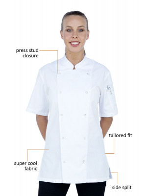 Aussie Chef Alex Press Stud Chef Jacket White