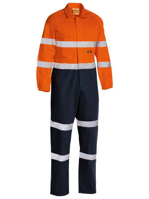 Taped Hi Vis Drill Coverall - Orange/Navy