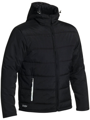 Puffer Jacket with Adjustable Hood - Black