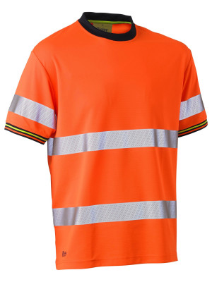 Taped Hi Vis Polyester Mesh T -Shirt - Orange