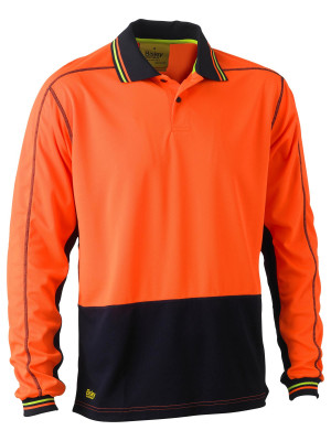 Hi Vis Polyester Mesh Modern Fit Polo - Orange/Navy