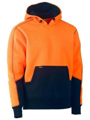 Hi Vis Fleece Hoodie Pullover - Orange/Navy