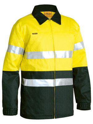 Taped Hi Vis Drill Jacket - Yellow/Bottle