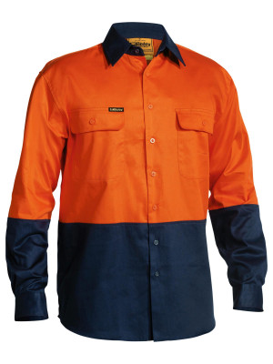 HI Vis Drill Shirt - Orange/Navy