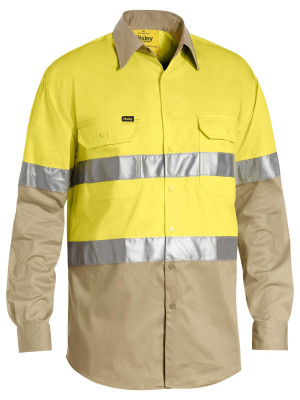 Taped Hi Vis Cool Lightweight Shirt - Yellow/Khaki