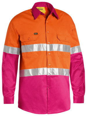 Taped Hi Vis Cool Lightweight Shirt - Orange/Pink
