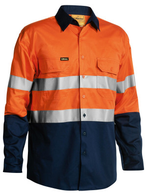 Taped Hi Vis Cool Lightweight Shirt (5X Embroidery Pack) - Orange/Navy