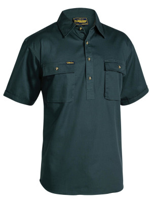 Closed Front Cotton Drill Shirt - Bottle