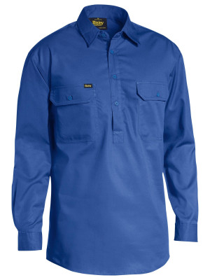 Closed Front Cool Lightweight Drill Shirt - Royal