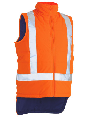 Taped Hi Vis Puffer Vest with X Back - Orange