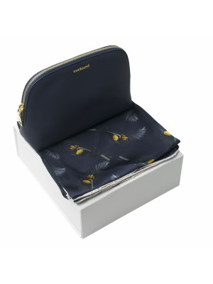 Set Victoire Navy (silk Scarf & Cosmetic Bag)