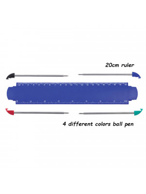 Ruler with 4pcs Ball Pen