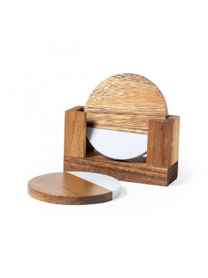 Wood/Marble Elegant Coaster Set