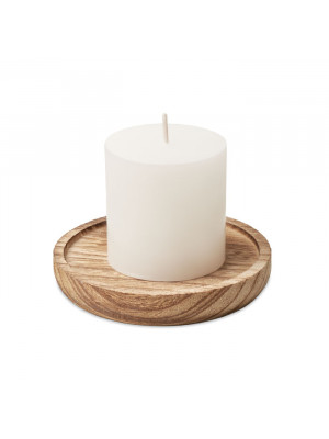 Candle On Wooden Plate