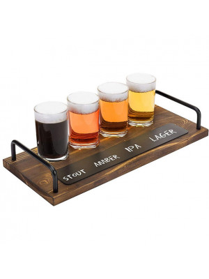 Beer Flight Server with 4 Glasses