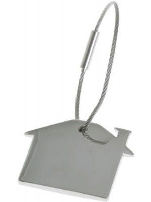 Silver House Shaped Keyring With Wire Chain