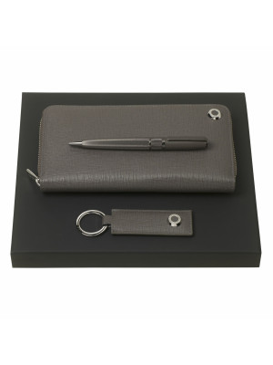 Set Hugo Boss Grey (ballpoint Pen, Key Ring & Long Zipped Folder)