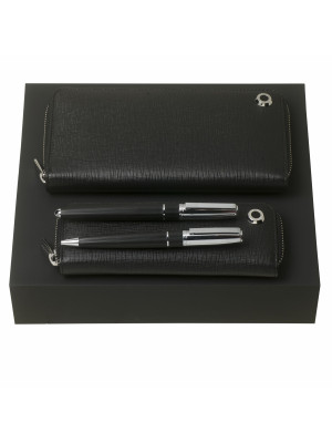 Set Hugo Boss (ballpoint Pen, Fountain Pen, Case & Long Zipped Folder)