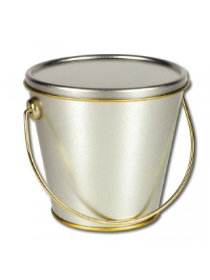 Silver Tin Bucket With Lid