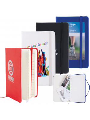 Notebook with Elastic Closure / Expandable Pocket