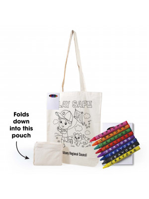 Get Crafty Folding Calico Bag and Crayons