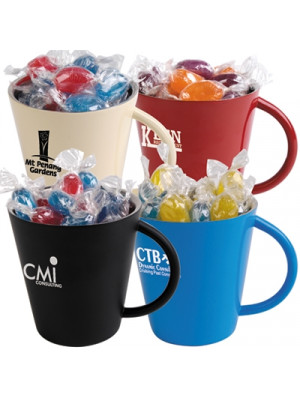 Corporate Colour Fiesta Fruits In Coloured Double Wall Coffee Mugs