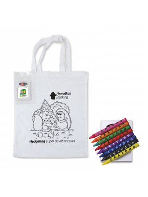Colouring Short Handle Cotton Bag with Crayons