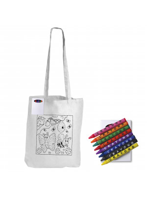 Colouring Long Handle Cotton Bag with Crayons