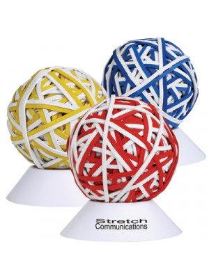 Custom Colour Rubberband Ball With White Stand