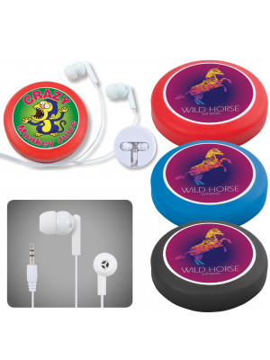 Earphone / Headphone Set in Silicone Case with Cord Retainer