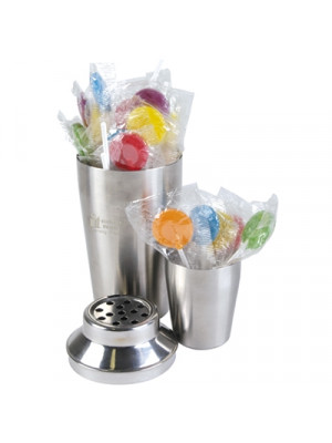 Lollipops In Stainless Steel Cocktail Shaker