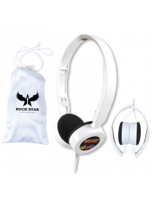 Symphony Set of Folding Headphones in White Pouch