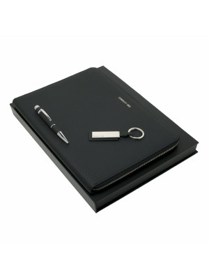 Set Cerruti 1881 Black (ballpoint Pen, Conference Folder A4 & Key Ring)