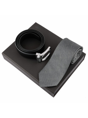 Set Leone Black (belt & Silk Tie)