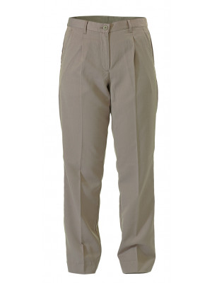 Ladies Flat Front Poly/Cotton Work Pants In Tan Available In A