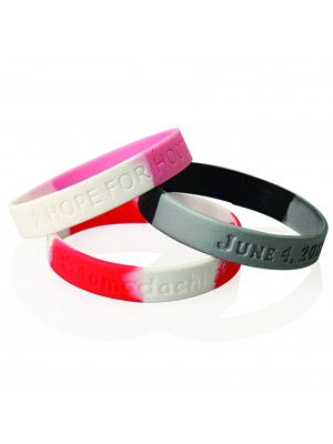 Sectional Coloured Debossed Silicone Wristband