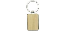 Rectangle Recycled Zinc Alloy Keyring with Bamboo