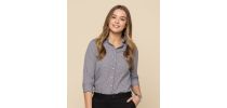 Womens Gingham 3/4 Sleeve Shirts