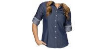 Womens Denim Dobby Long Sleeve Shirts