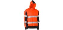 Taped Two Tone Hi Vis Contrast 4 Way Stretchy Hoodie - Orange/Navy