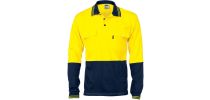 HiVis Cool-Breeze 2 Tone Cotton Jersey Polo Shirt with Twin Chest Pocket - Long Sleeve