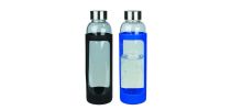 Sleeve Glass Drink Bottle with Stainless Steel Lid