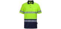 Hi Vis SHORT SLEEVE D+N C/BACK SEGMENTED TAPE POLO