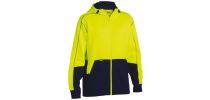 Hi Vis Zip Front Fleece Hoodie - Yellow/Navy
