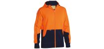 Hi Vis Zip Front Fleece Hoodie - Orange/Navy