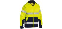 Taped Hi Vis Zip Fleece Hoodie with Sherpa Lining - Yellow/Navy